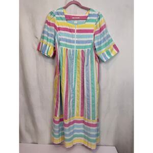 Styled by Saybury Vintage Pastel Stripe Zip Front Maxi Dress Cottagecore 2XL